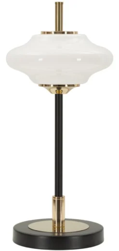 Lampe de table Vintage verre et métal Noir doré