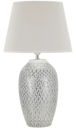 Lampe de table Wave Résine et Abat-jour tissu Blanc