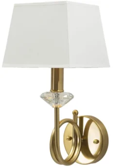Lampe murale Salzburg dorée avec abat-jour blanc