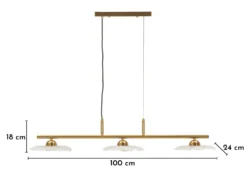 Lampe plafond 3 lumières Emily Verre Transparent structure dorée