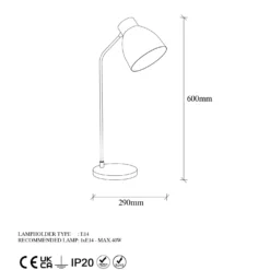 Lampe à poser Mahel H60cm Métal Noir