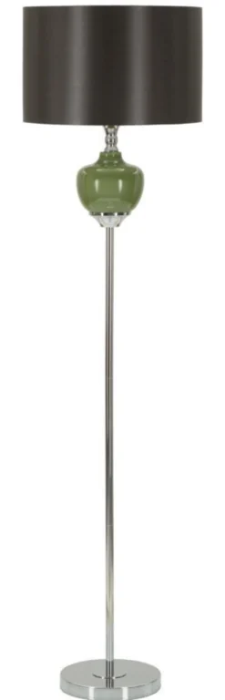 Lampe sur pied Eva Velours Noir et verre Vert