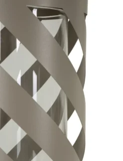 Lanterne en métal taupe motif hélicoïdal