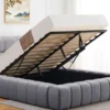 Lit-coffre avec rebords matelassés Challow 140x190cm Tissu Gris foncé