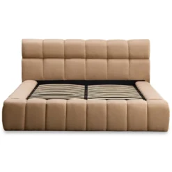 Lit-coffre avec rebords matelassés Challow 140x190cm Tissu Beige