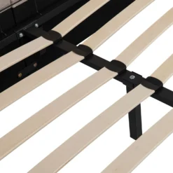 Lit-coffre complet avec tablettes et ports USB intégrés Lukas 160x200cm Tissu Taupe clair