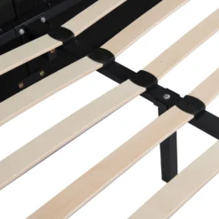 Lit-coffre complet avec tablettes et ports USB intégrés Lukas 160x200cm Tissu Vert