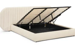 Lit-coffre complet avec tête de lit modulable Cocon 180x200cm Tissu Beige