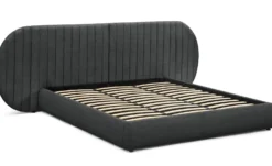 Lit-coffre complet avec tête de lit modulable Cocon 180x200cm Tissu Gris foncé
