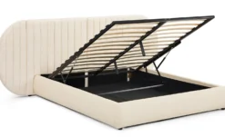 Lit-coffre complet avec tête de lit modulable Cocon 160x200cm Tissu Beige