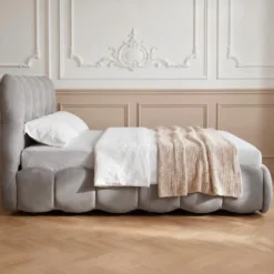 Lit-coffre design boule Bilbola avec sommier relevable 160x200cm Velours Gris