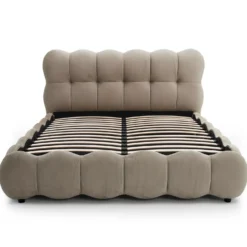 Lit-coffre design boule Bilbola avec sommier relevable 160x200cm Velours Taupe