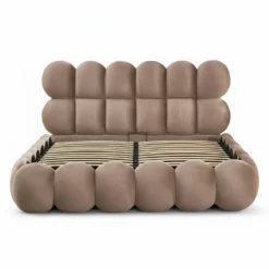 Lit-coffre design boule Bilbola avec sommier relevable 160x200cm Velours Taupe
