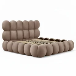 Lit-coffre design boule Bilbola avec sommier relevable 160x200cm Velours Taupe