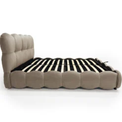 Lit-coffre design boule Bilbola avec sommier relevable 140x200cm Velours Taupe