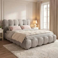 Lit-coffre design boule Bilbola avec sommier relevable 180x200cm Velours Gris