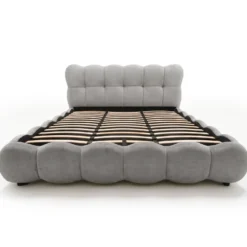 Lit-coffre design boule Bilbola avec sommier relevable 180x200cm Velours Gris
