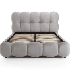 Lit-coffre design boule Bilbola avec sommier relevable 140x200cm Velours Gris