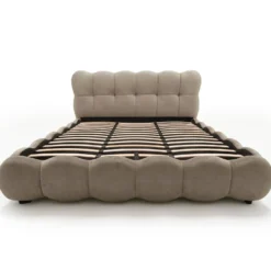 Lit-coffre design boule Bilbola avec sommier relevable 180x200cm Velours Taupe