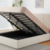 Lit Coffre Songe + Sommier Tissu bouclette Beige 160cm