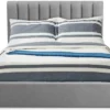 Lit Coffre Songe + Sommier Tissu Gris 160cm