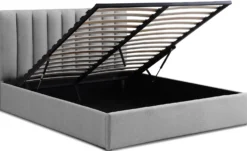 Lit Coffre Songe + Sommier Tissu Gris 160cm