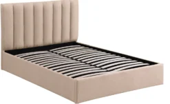 Lit Coffre Songe + Sommier Tissu Beige 160cm