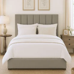 Lit Coffre Songe + Sommier Velours Taupe 140cm