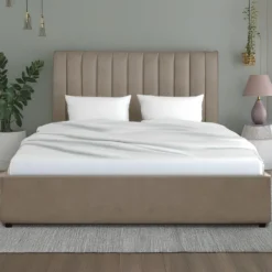 Lit Coffre Songe + Sommier Velours Taupe 180cm