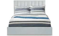 Lit Coffre Songe + Sommier Velours Argent 160cm