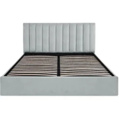 Lit Coffre Songe + Sommier Velours Argent 180cm