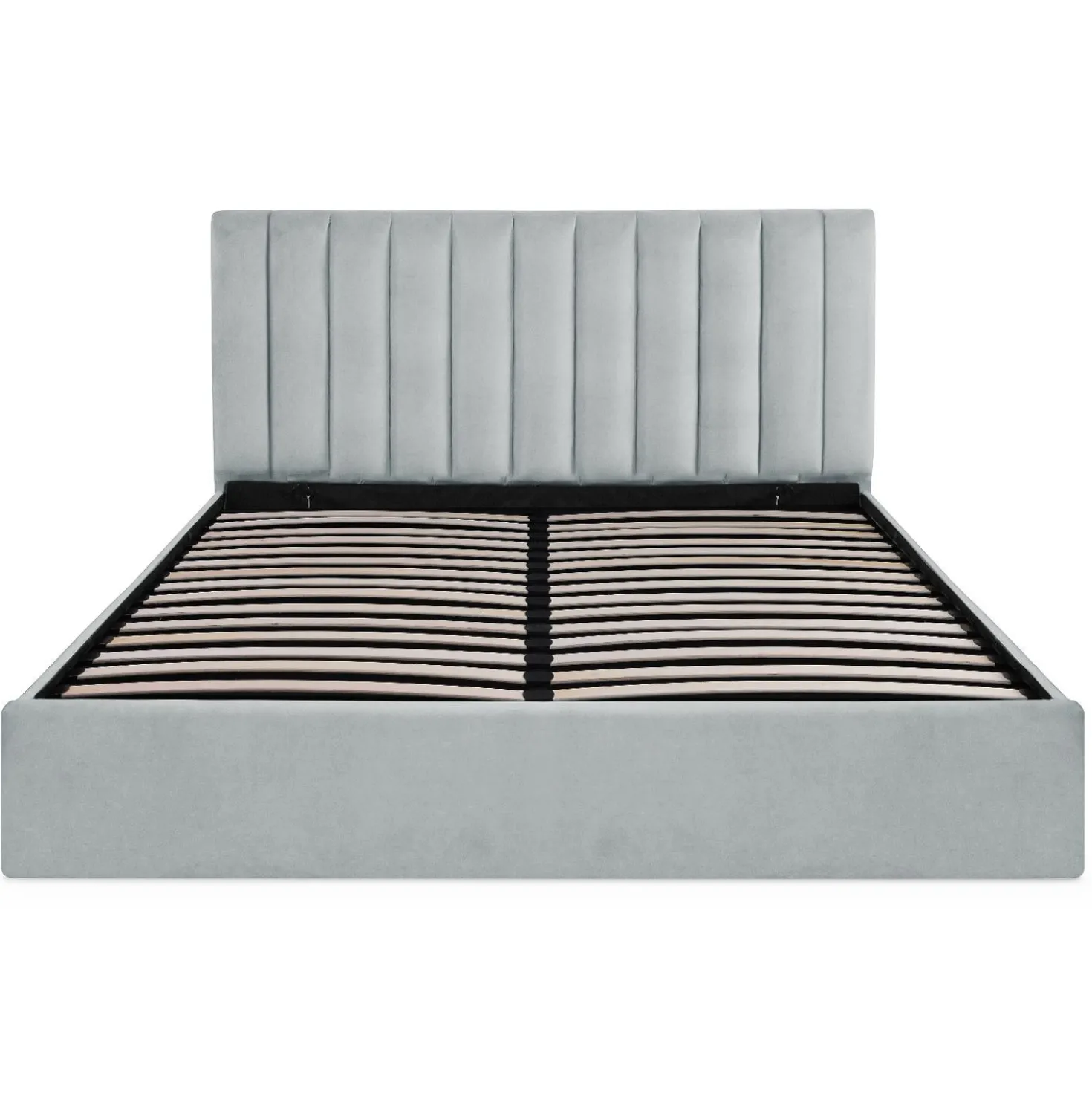 Lit Coffre Songe + Sommier Velours Argent 180cm