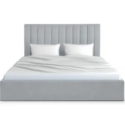 Lit Coffre Songe + Sommier Velours Argent 180cm