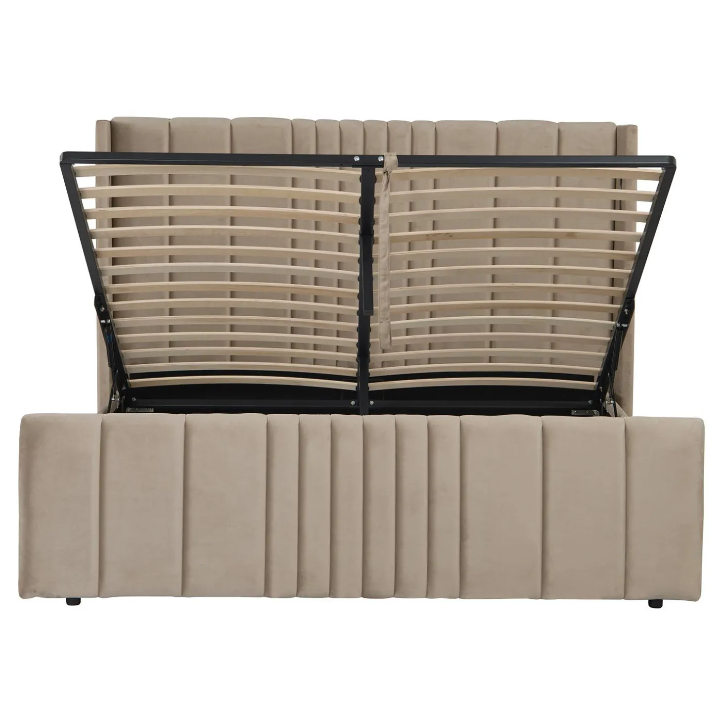 Lit complet avec sommier relevable prises USB et lumières intégrées Line 180x200cm Velours Taupe