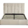 Lit double Luftani avec sommier relevable 140x190cm Velours Beige