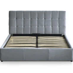 Lit double Luftani avec sommier relevable 180x200cm Velours Argent