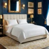 Lit double Luftani avec sommier relevable 180x200cm Velours Beige
