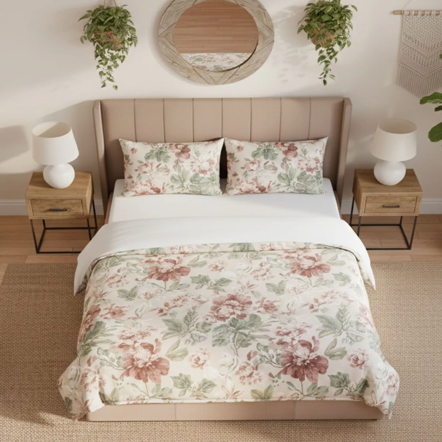 Lit double Magorial avec sommier relevable 180x200cm Velours Taupe