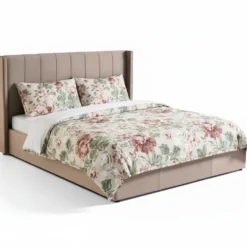 Lit double Magorial avec sommier relevable 180x200cm Velours Taupe