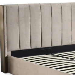 Lit double Magorial avec sommier relevable 180x200cm Velours Taupe