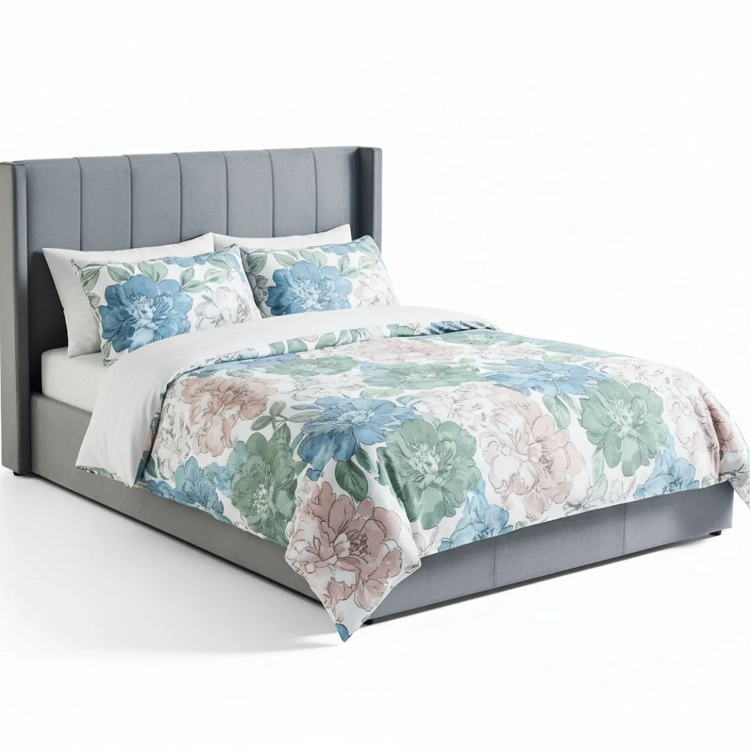 Lit double Magorial avec sommier relevable 160x200cm Velours Gris