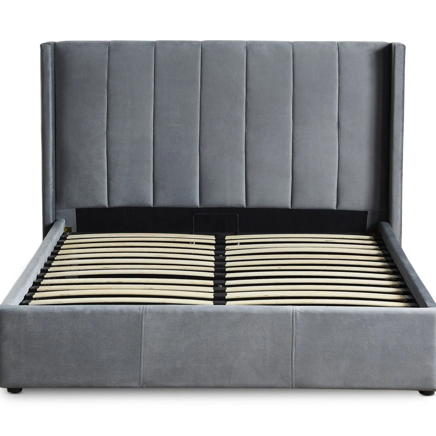 Lit double Magorial avec sommier relevable 160x200cm Velours Gris