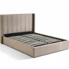 Lit double Magorial avec sommier relevable 160x200cm Velours Taupe