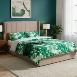 Lit double Magorial avec sommier relevable 160x200cm Velours Taupe