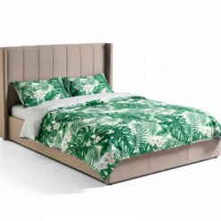 Lit double Magorial avec sommier relevable 160x200cm Velours Taupe
