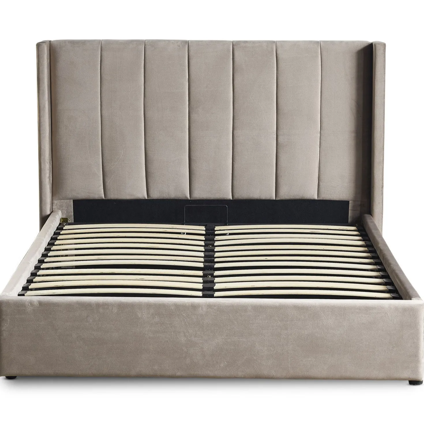Lit double Magorial avec sommier relevable 160x200cm Velours Taupe
