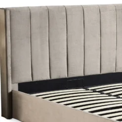 Lit double Magorial avec sommier relevable 160x200cm Velours Taupe