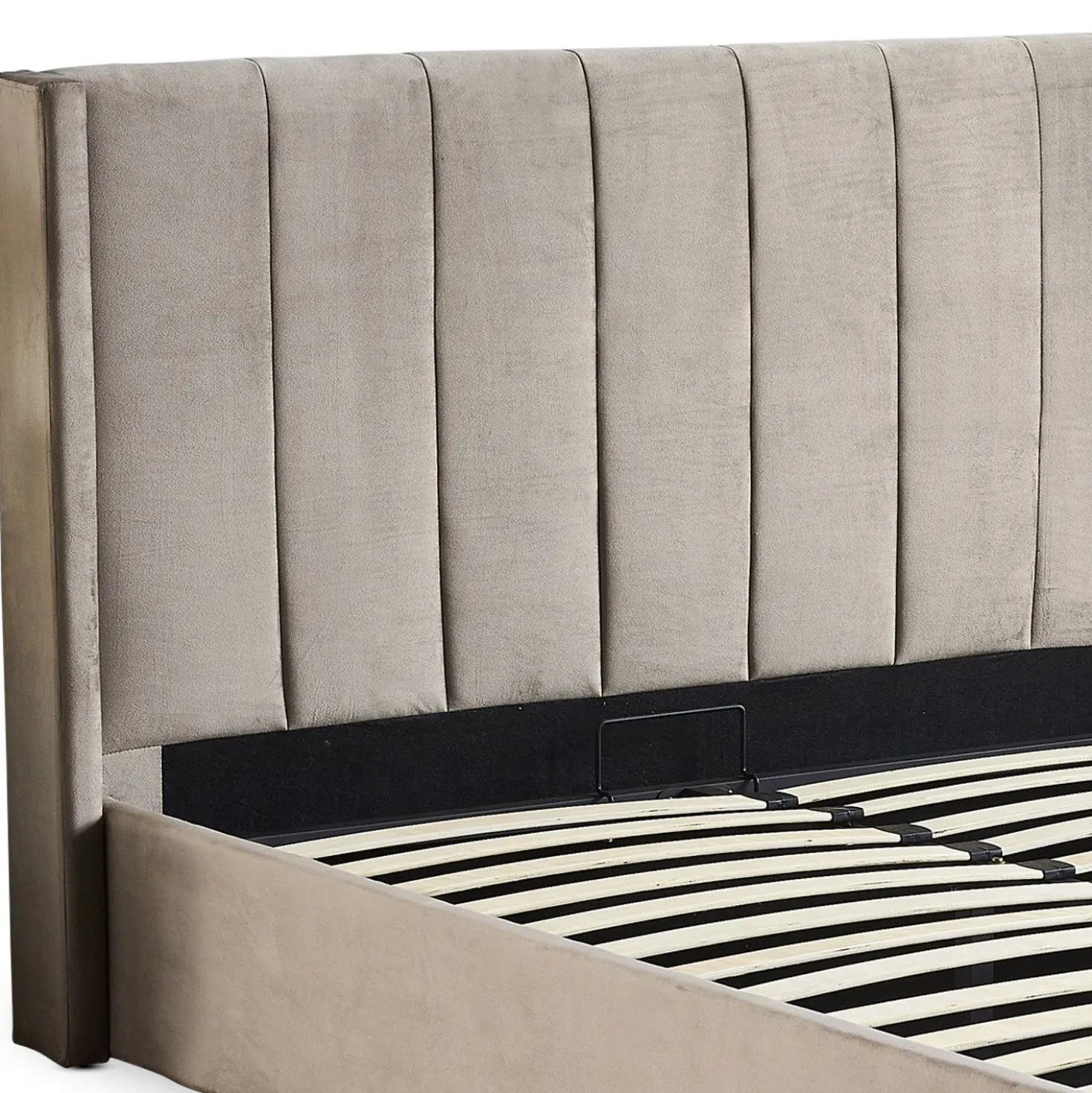 Lit double Magorial avec sommier relevable 160x200cm Velours Taupe
