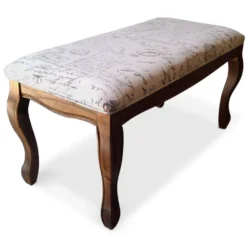 Lot de 2 bancs Sylva Tissu imprimé Motif Lettres