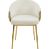 Lot de 2 chaises arrondies et matelassées Patricia Métal doré et Tissu Beige